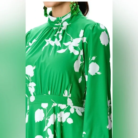 eShakti Floral high neck Long Sleeve Dress NWOT Cottagecore garden party - Picture 4 of 13